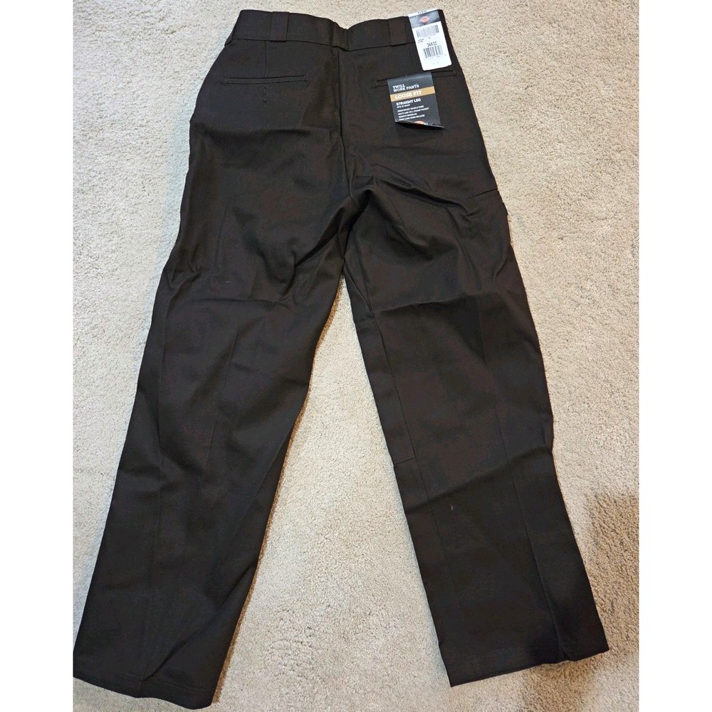 Dickies Twill Work Pants Loose Fit Straight Leg Brown Men's 34x32